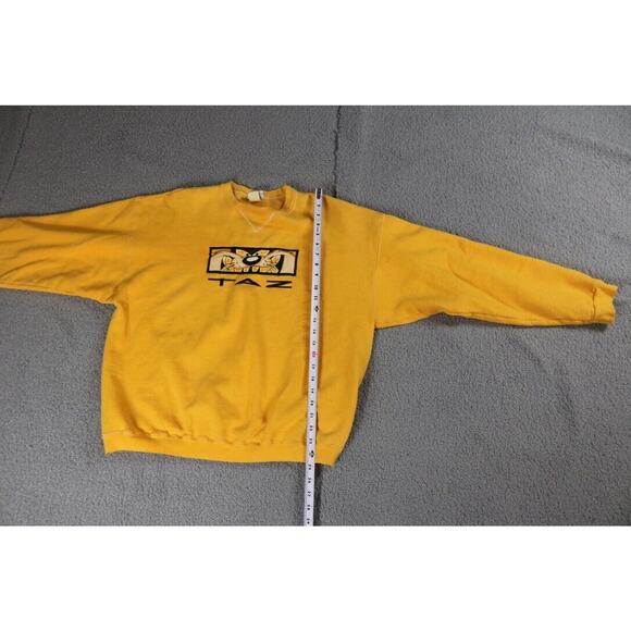 Looney Tunes Sweatshirt Vintage Taz Large Small Face Yellow 1995 USA - Picture 10 of 14